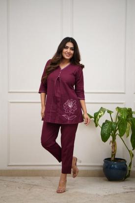 Jaipuri purplr coord set women clothing suppliers